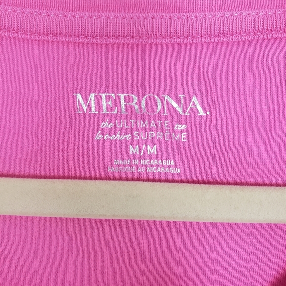 Merona The Ultimate Tee Pink Women's Cotton V-Neck Short Sleeve T-Shirt - Picture 3 of 3